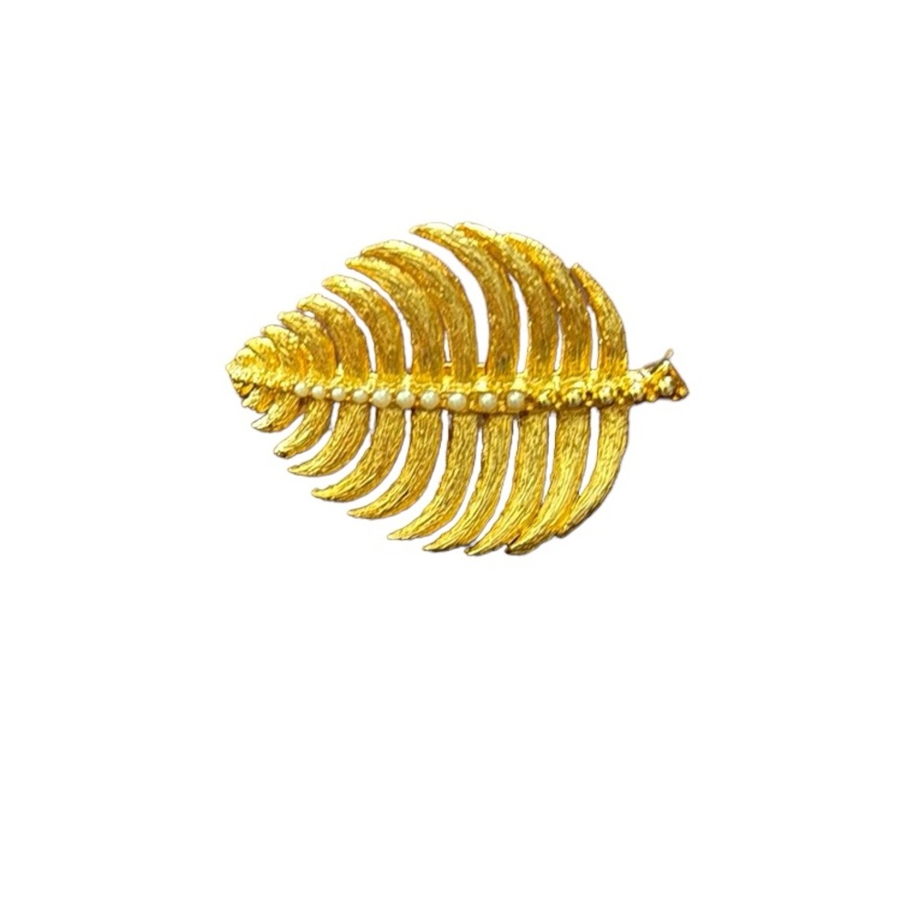 Vintage palm leaf sweater brooch